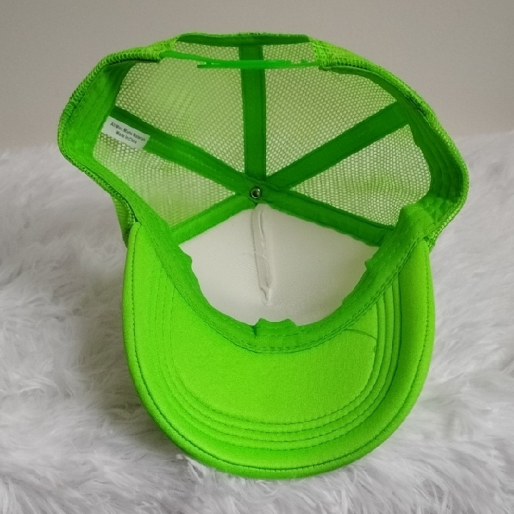 *NWOT Neon Green Pink & White "Good Days Ahead" Fun Summer Retro Trucker Hat - Picture 6 of 10